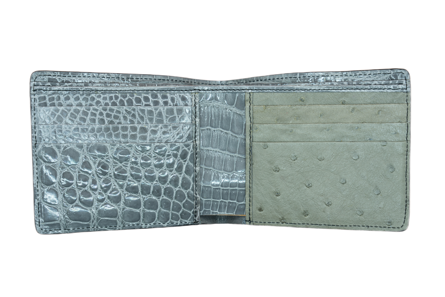 Hand Painted Bifold Wallet - Crocodile & Ostrich